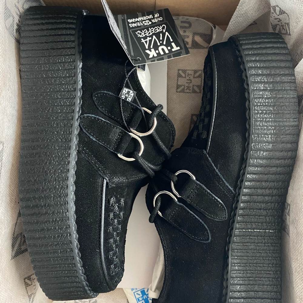 Tuk Black Suede Viva Mondo Creeper Womens: size 6